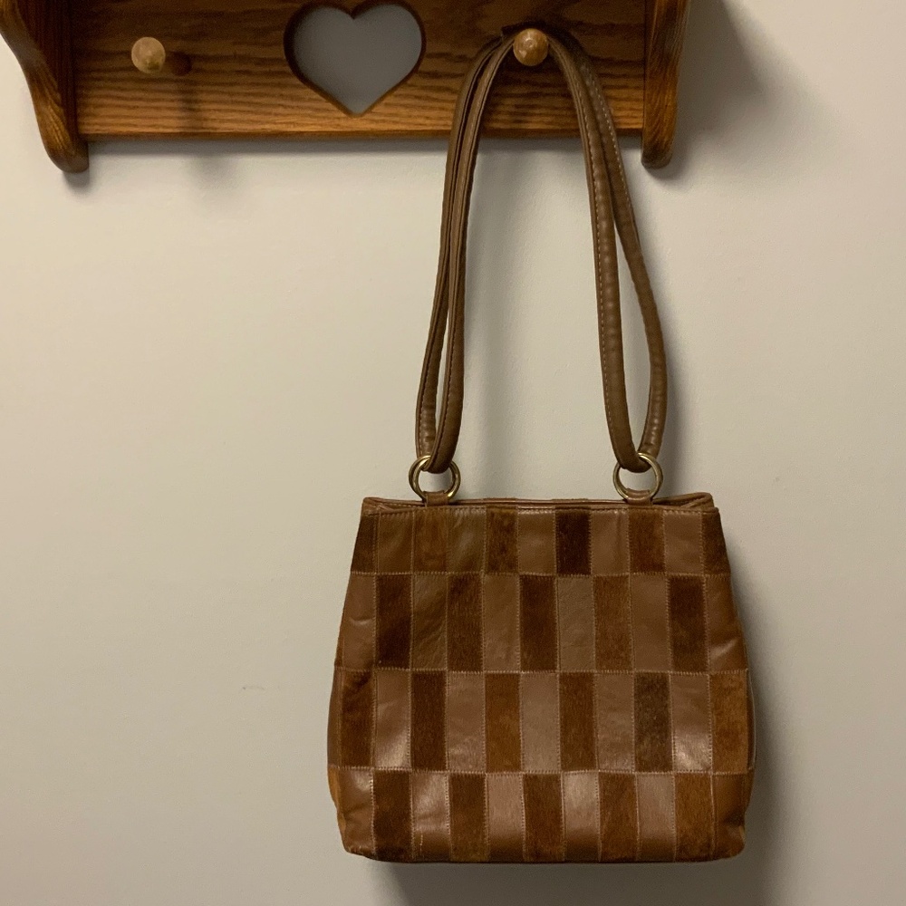 Vintage Judi Simon USA Leather & Suede Patchwork Handbag - Picture 1 of 16